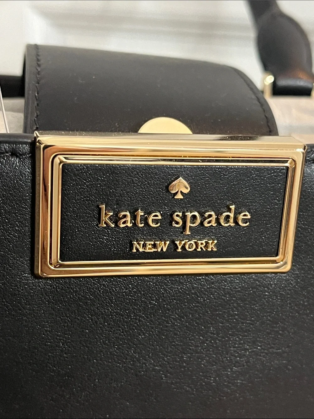 NWT kate spade Black Smooth Leather Structured  Satchel w/Top Handle &Crossbody